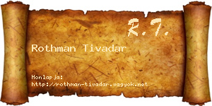 Rothman Tivadar névjegykártya